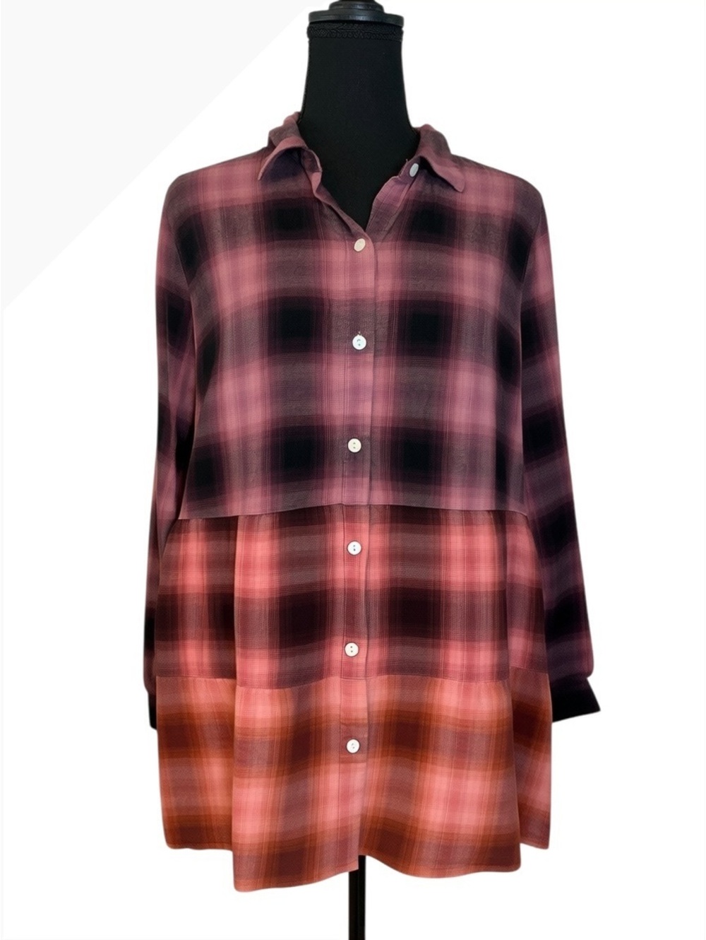 J.Jill Medium Ombre Plaid Button-Up Blouse